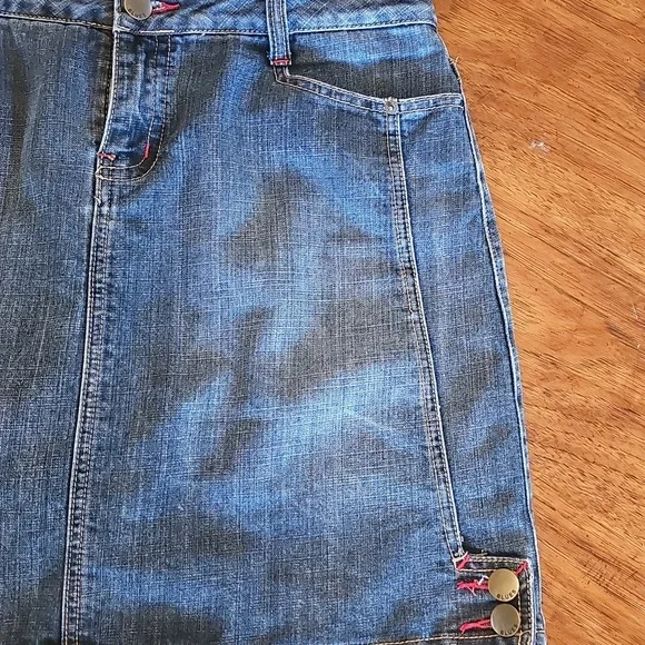 Baccini Blue Denim Mini Skirt Skort Sz 12 Rich Classic Bohemian Old Money Preppy - Picture 3 of 8